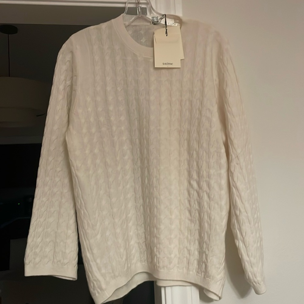TOTÊME cream cable-knit cashmere jumper sweater, size m